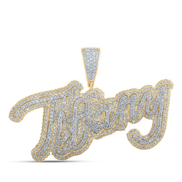 Two-Tone Gold 2 ct Diamond Name Plate