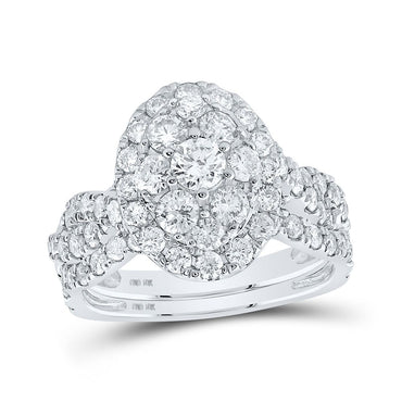 10k Gold 2 ct Diamond Halo Bridal Wedding Ring Set