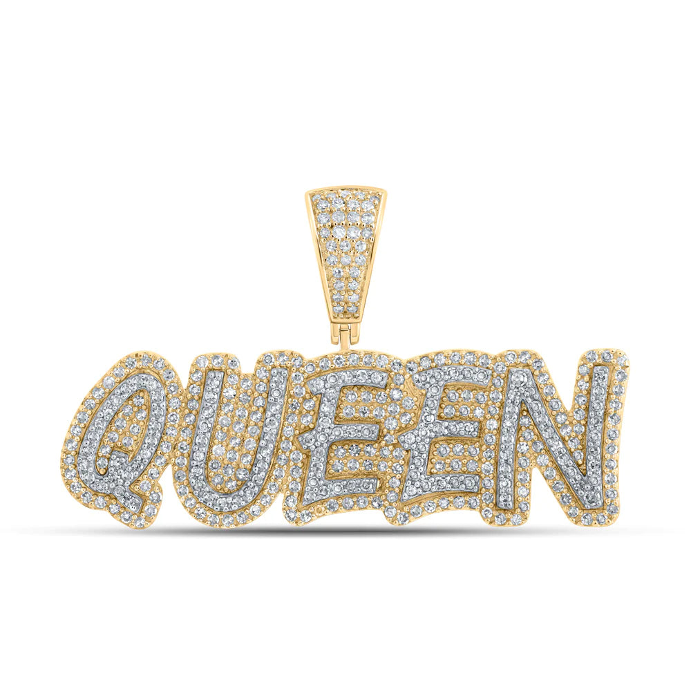 10k Gold 1 ct Diamond Queen Pendant
