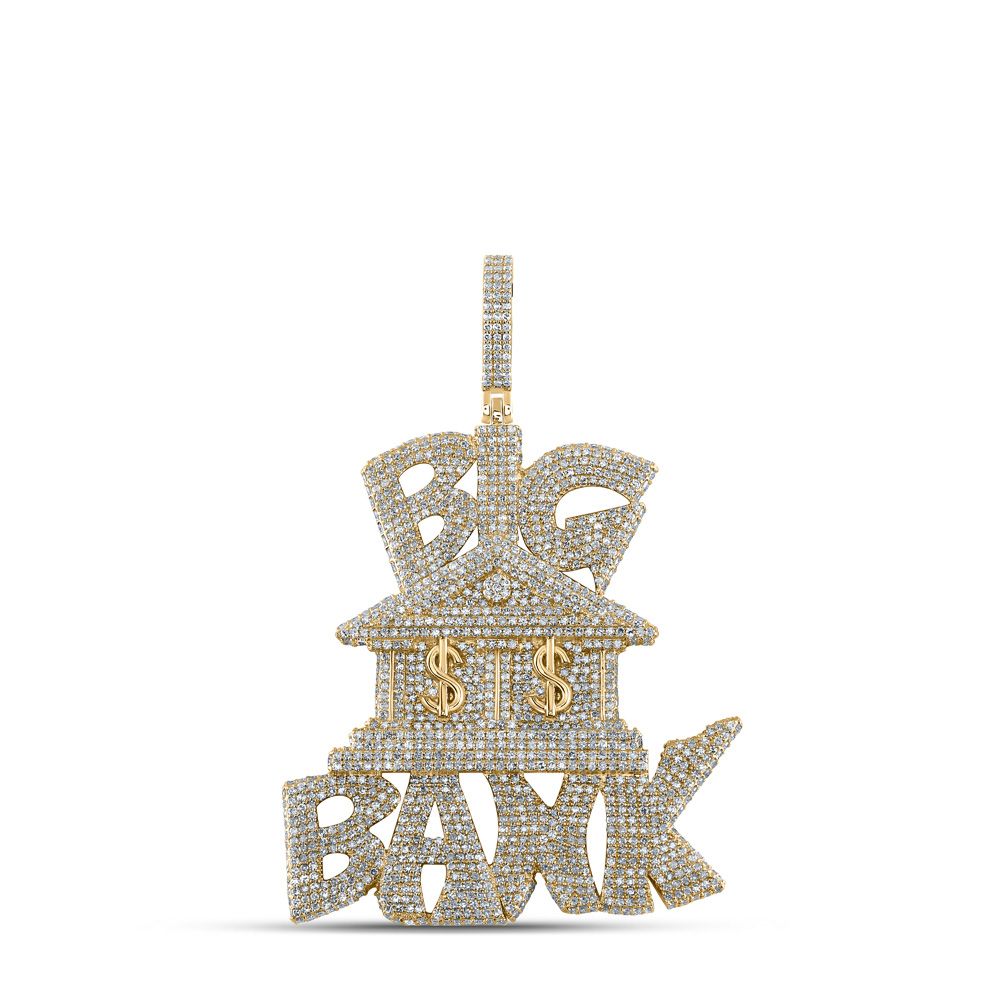 10kt Gold 8 ct Diamond Big Bank Money Pendant
