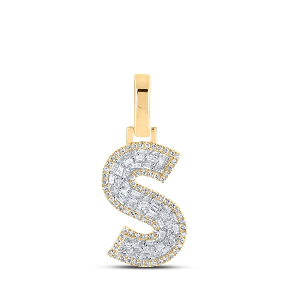 10K Gold Baguette .5 ct Diamond Letter Pendant