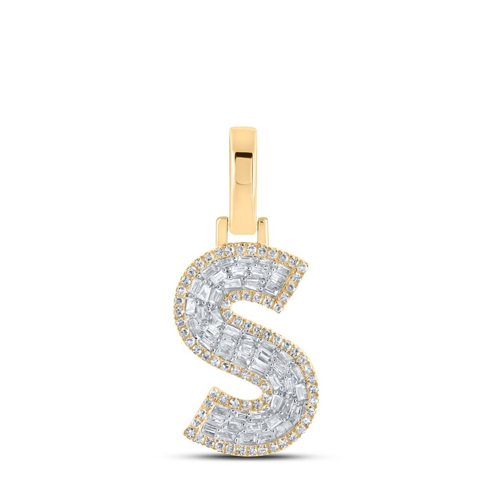 10K Gold Baguette .5 ct Diamond Letter Pendant