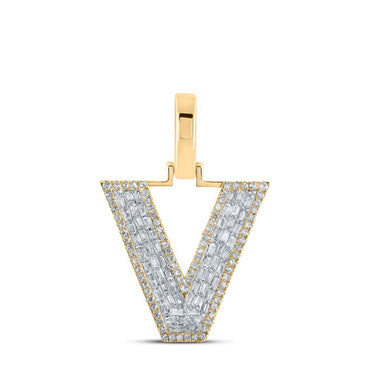 10K Gold Baguette .5 ct Diamond Letter Pendant