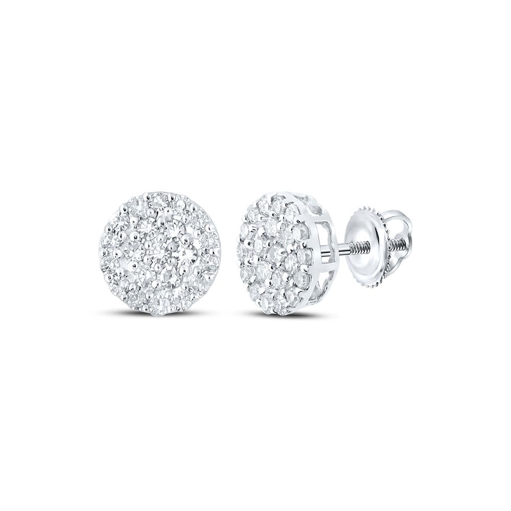 10k Gold 1/4 ct Diamond Cluster Earrings