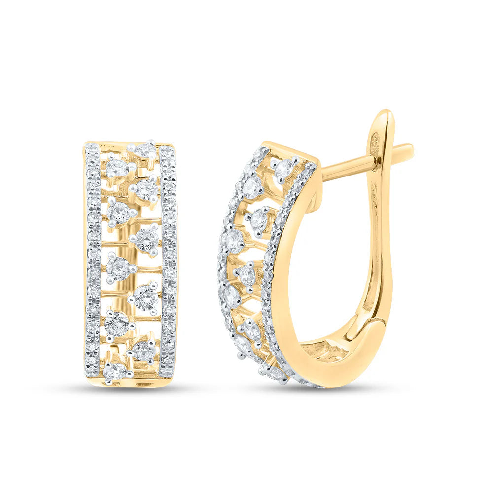10k Gold 1/2 ct Diamond Hoop Earrings