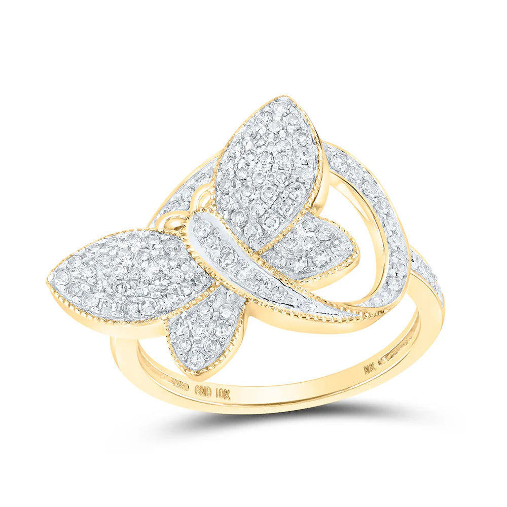 10k Gold 1/2 ct Diamond Butterfly Ring