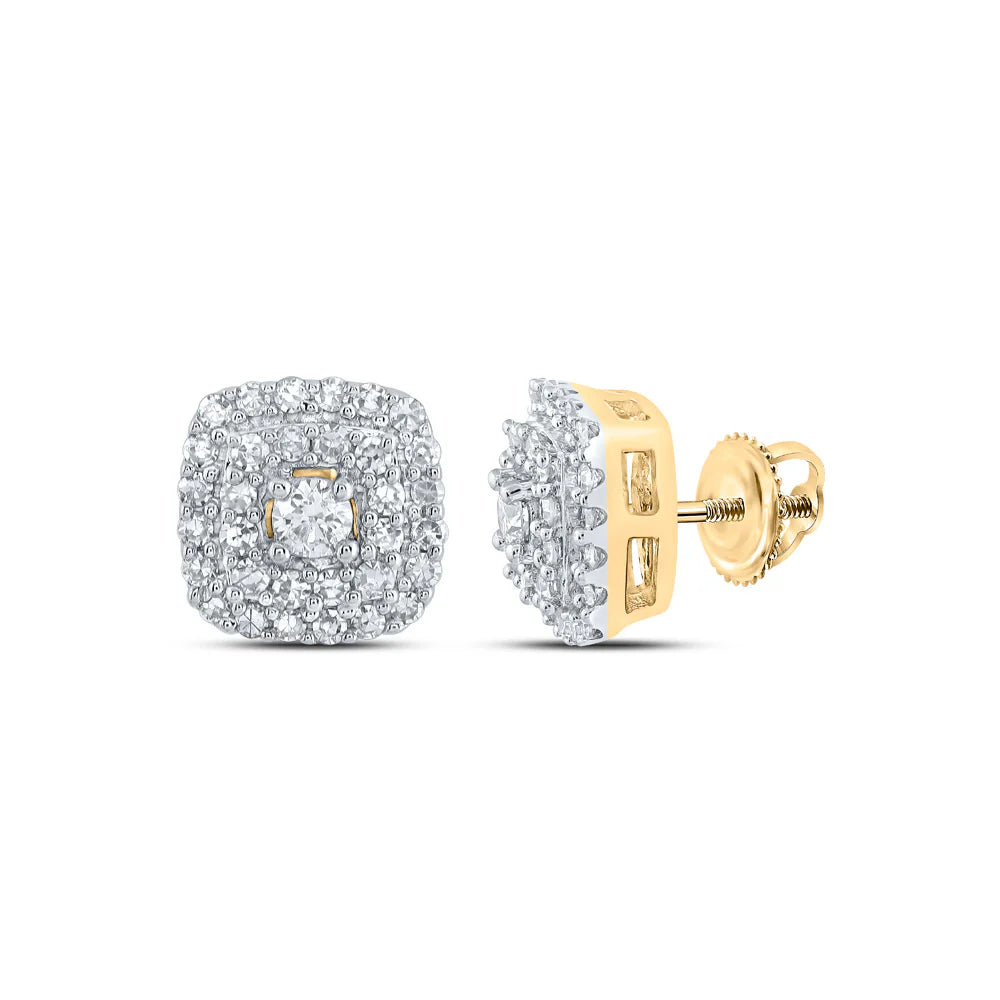 10k Gold 1/3 ct Diamond Square Earrings