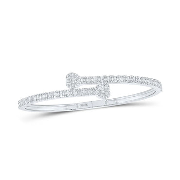 10k Gold 1 5/8 ct Baguette Diamond Heart Cuff Bracelet