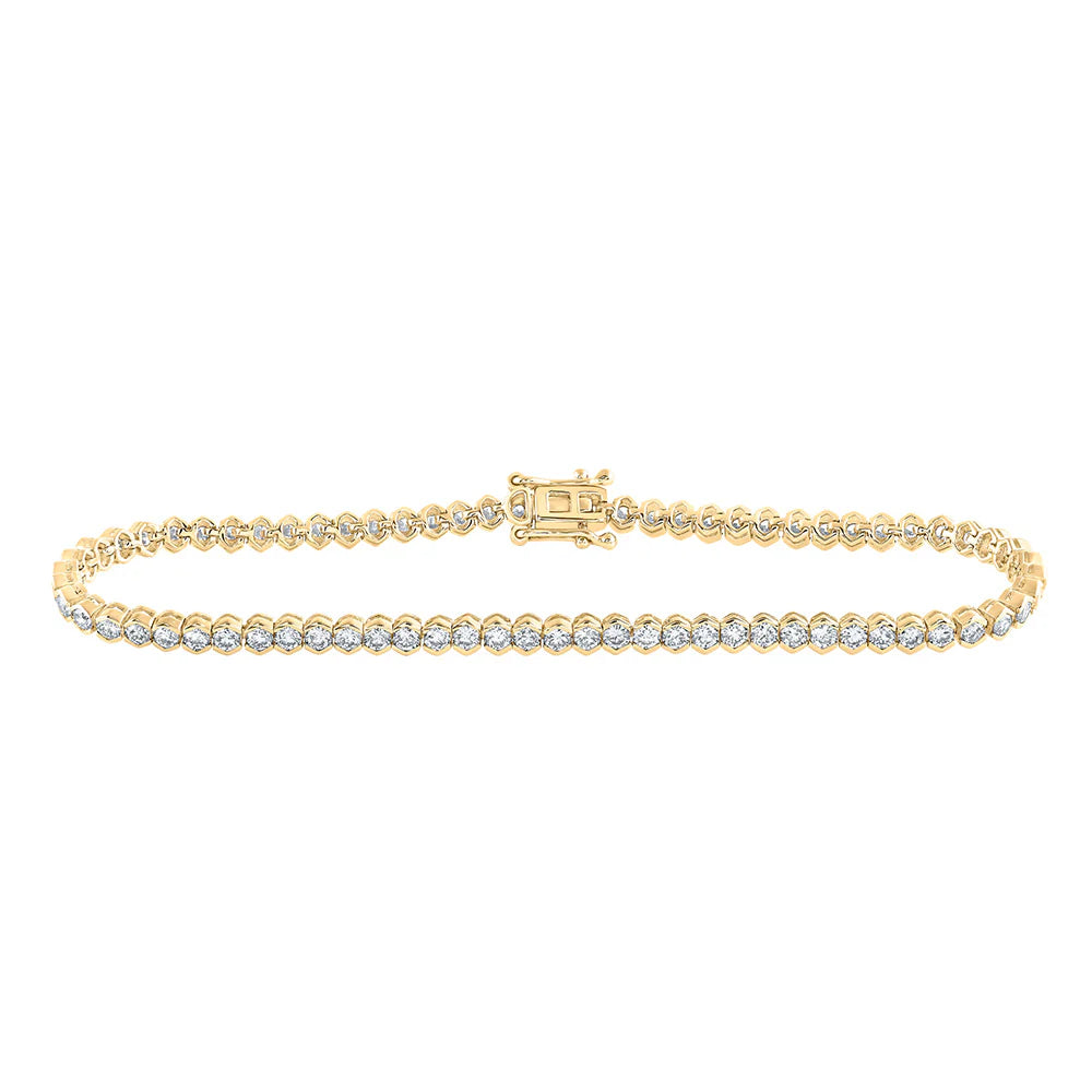 14k Gold 3 ct Diamond Round Tennis Bracelet