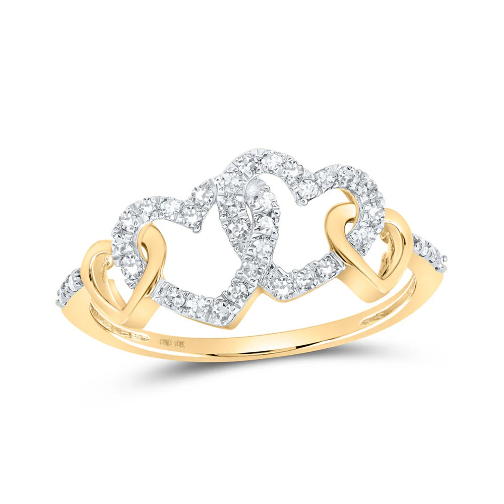 10k Gold 1/4 ct Diamond Double Heart Ring