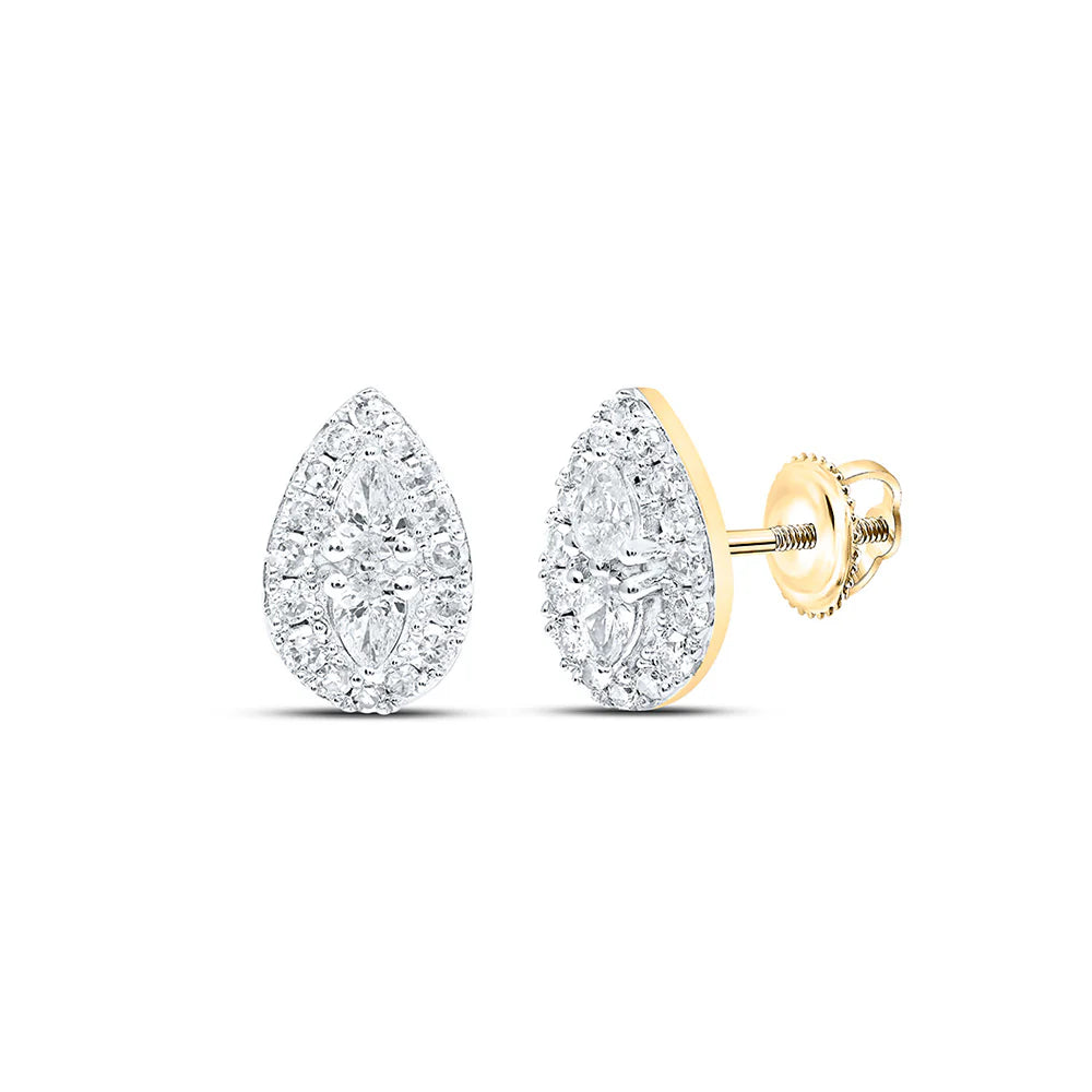 10k Gold 3/8 ct Pear Diamond Teardrop Earrings
