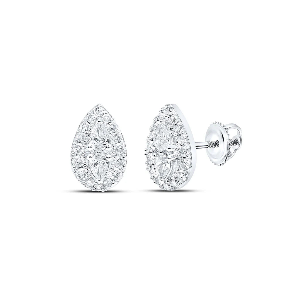 10k Gold 3/8 ct Pear Diamond Teardrop Earrings