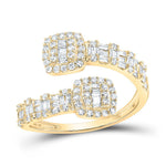 10k Gold 5/8 ct Diamond Baguette Cushion Cuff Ring