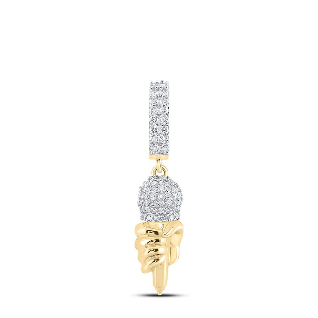 10k Gold 3/4 ct Diamond Mic Microphone Pendant