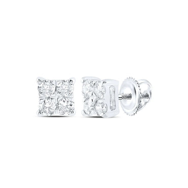 10k Gold 1/6 ct Diamond Square Earrings