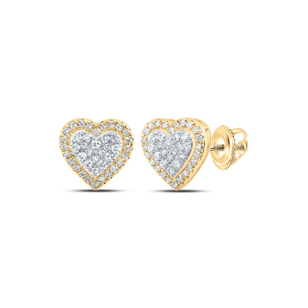 10k Gold 1/5 ct Diamond Heart Earrings