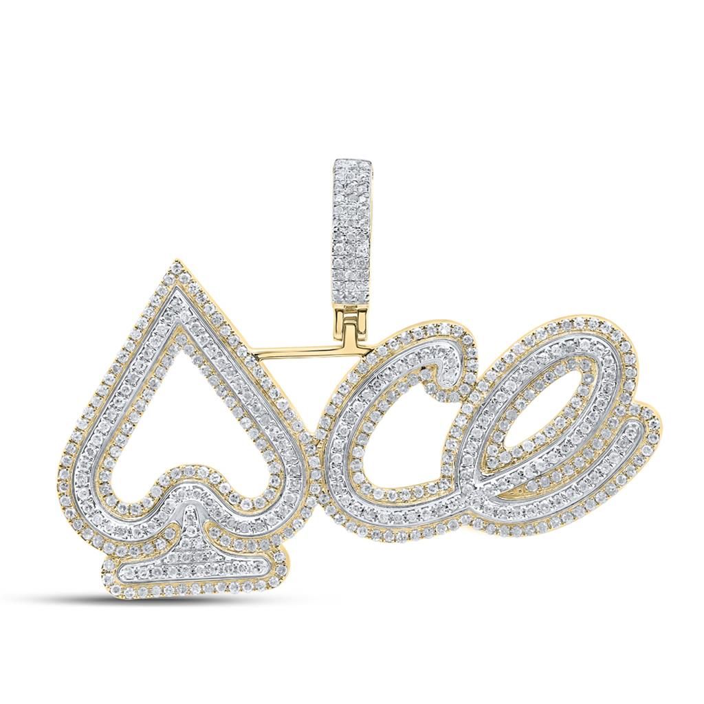 10K Gold 2 ct Diamond Ace Spades Pendant