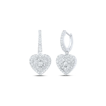 10k Gold 5/8 ct Diamond Heart Dangle Earrings
