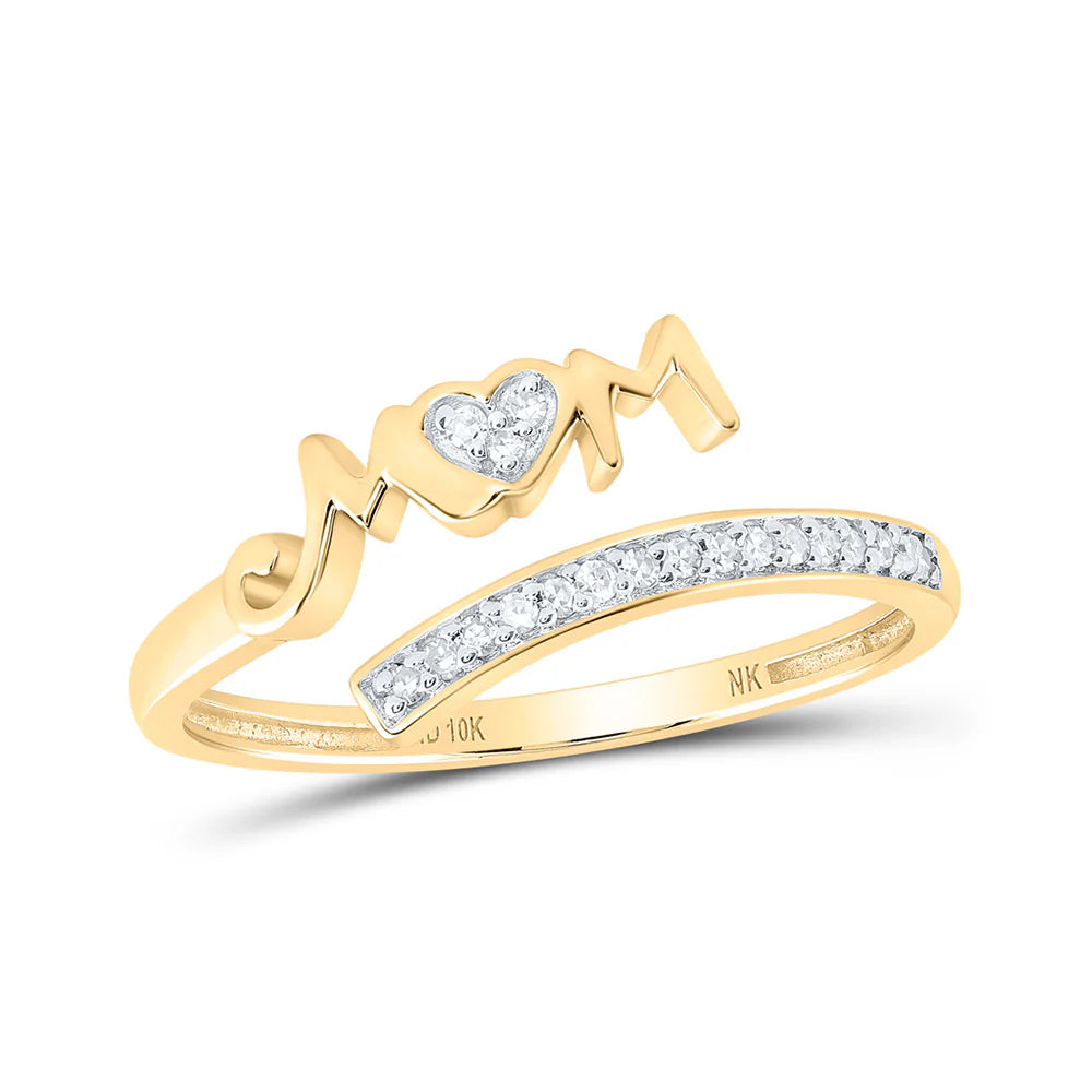 10k Gold 1/10 ct Diamond Mom Cuff Ring