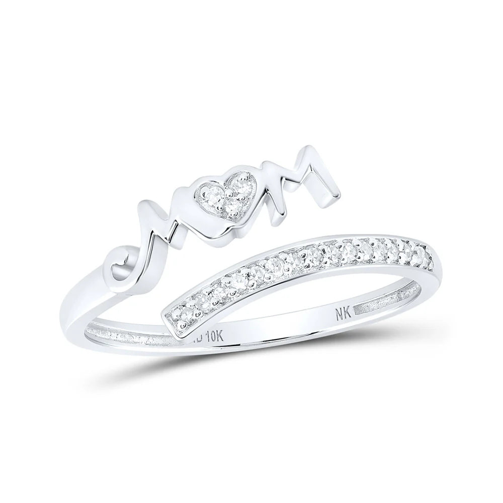 10k Gold 1/10 ct Diamond Mom Cuff Ring