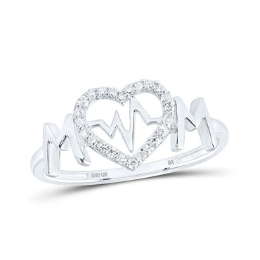 10k Gold 1/10 ct Diamond Heartbeat Mom Ring