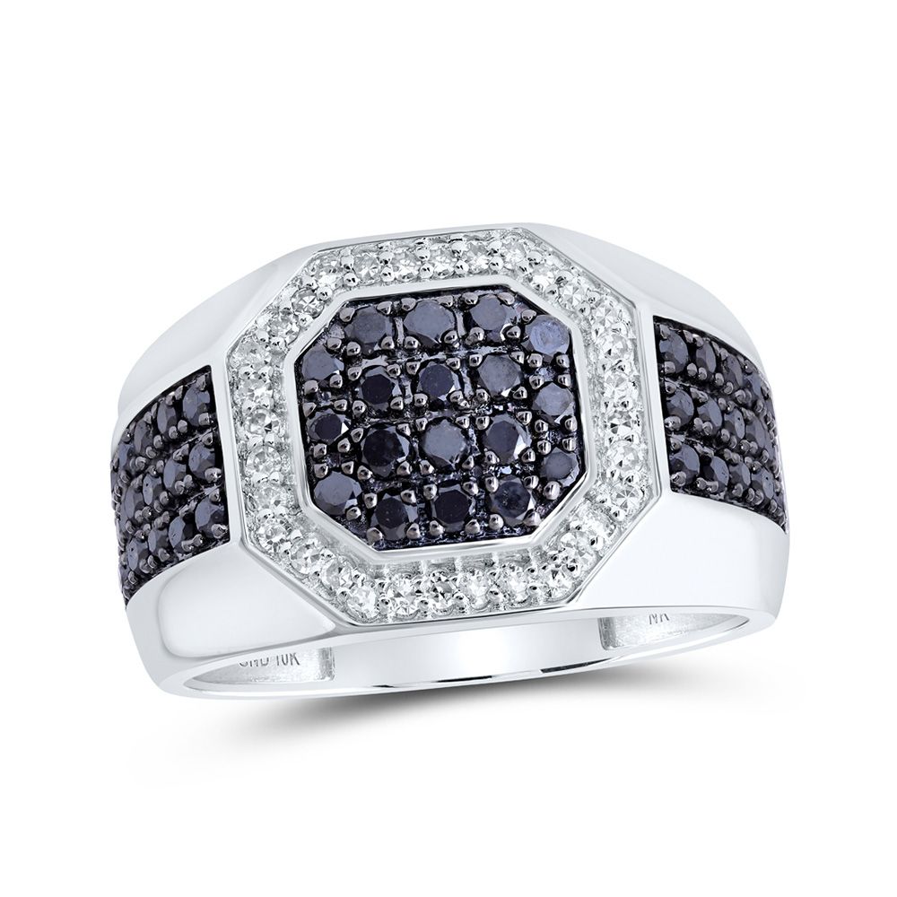 10k Gold Black 1.25 ct Diamond Octagon Ring