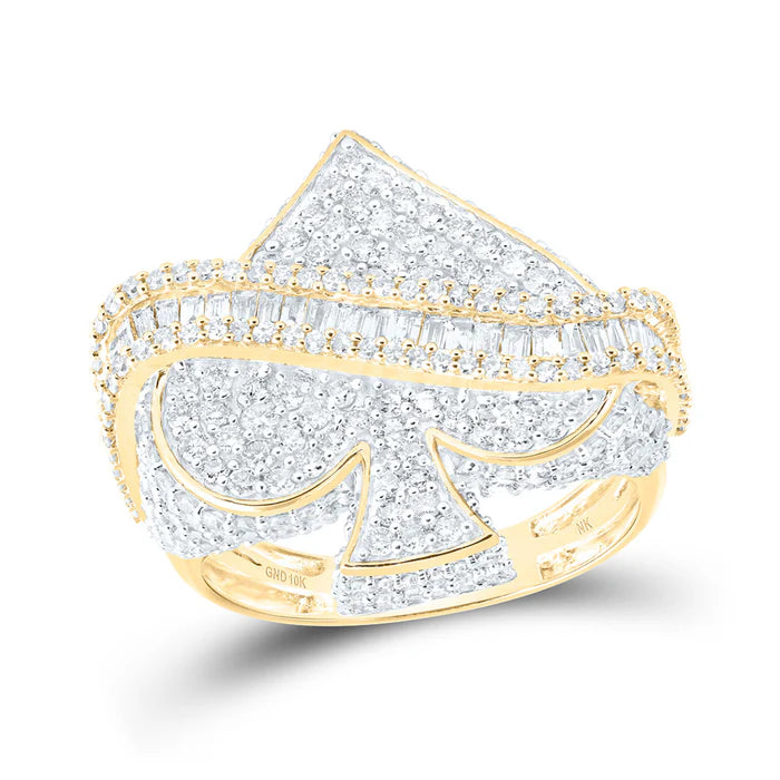 10k Gold 3 ct Diamond Spade Cluster Ring