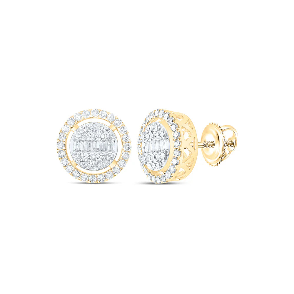 10k Gold 1/2 ct Baguette Diamond Circle Earrings