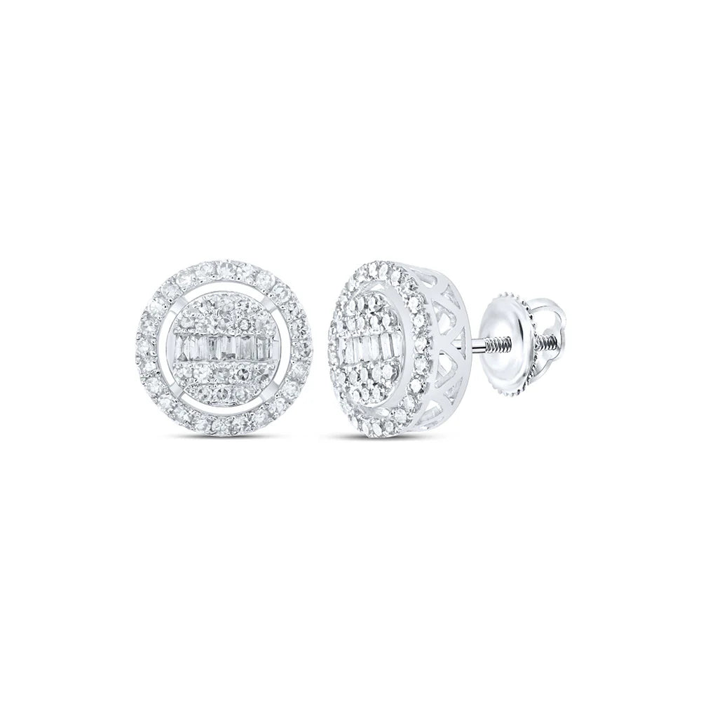 10k Gold 1/2 ct Baguette Diamond Circle Earrings
