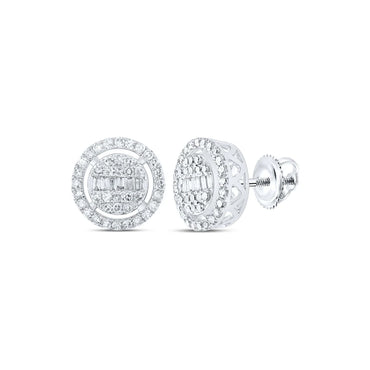 10k Gold 1/2 ct Baguette Diamond Circle Earrings