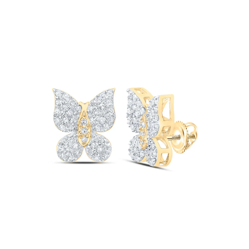 10k Gold 1/4 ct Diamond Butterfly Earrings