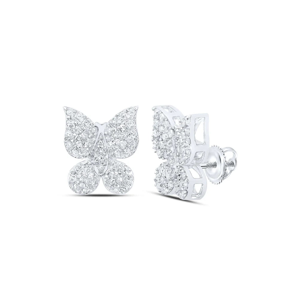 10k Gold 1/4 ct Diamond Butterfly Earrings
