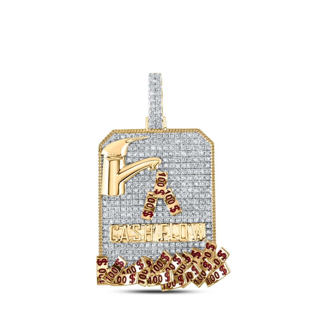 10k Gold 3 3/8 ct Diamond Cash Flow Money Pendant