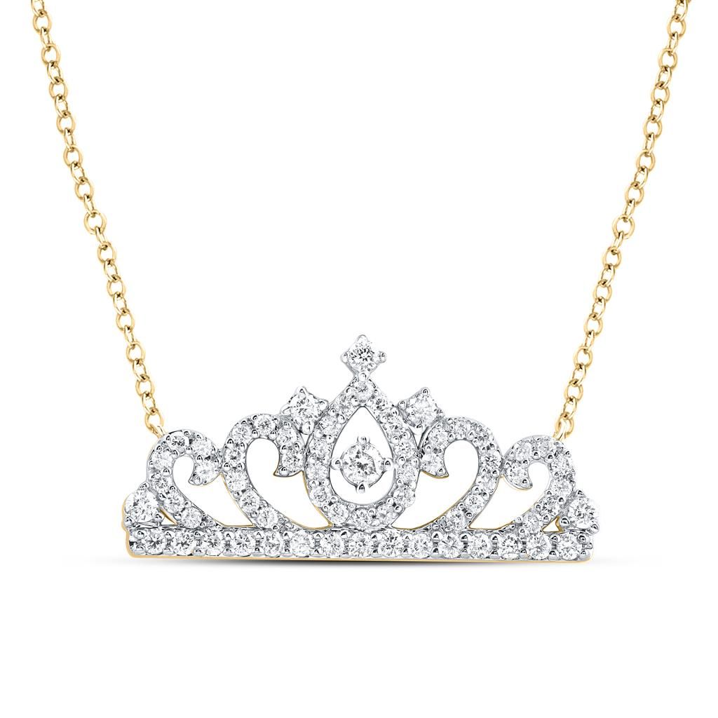 10k Gold 1/2 ct Diamond Crown Necklace