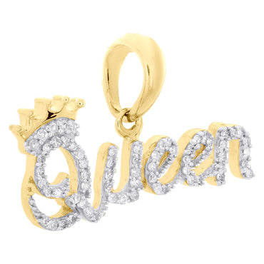 10k Gold 1/6 ct Diamond Queen Crown Pendant