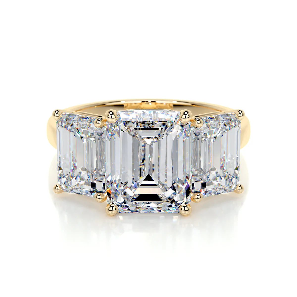 Lab Grown 4 Carat 3 Stone Diamond Emerald Ring
