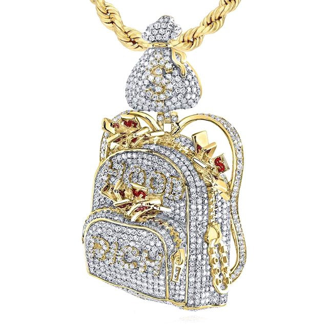 10k Gold 3 ct Diamond Hood Rich Sack Pendant