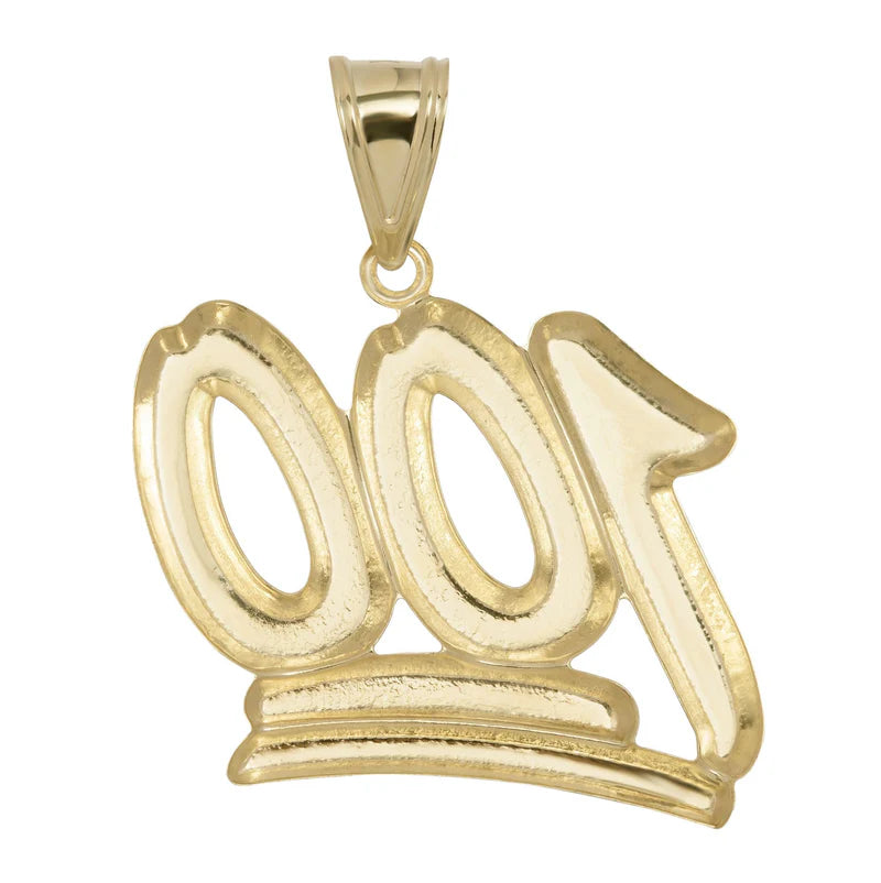 10k Gold Diamond-Cut "100" Emoji Pendant