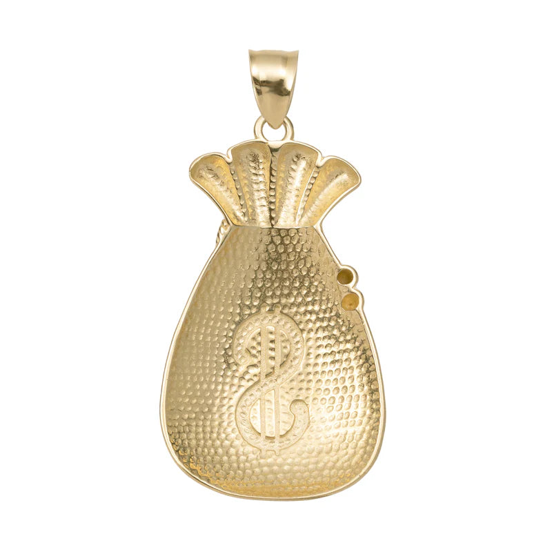 10k Gold Diamond-Cut Money Bag Pendant