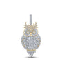 10k Gold 4 ct Baguette Diamond Owl Pendant