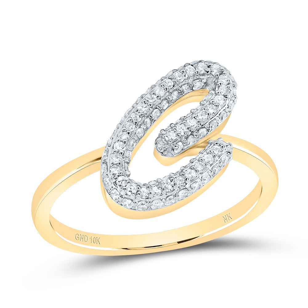 10k Gold 1/2 ct Diamond Cursive Initial Ring