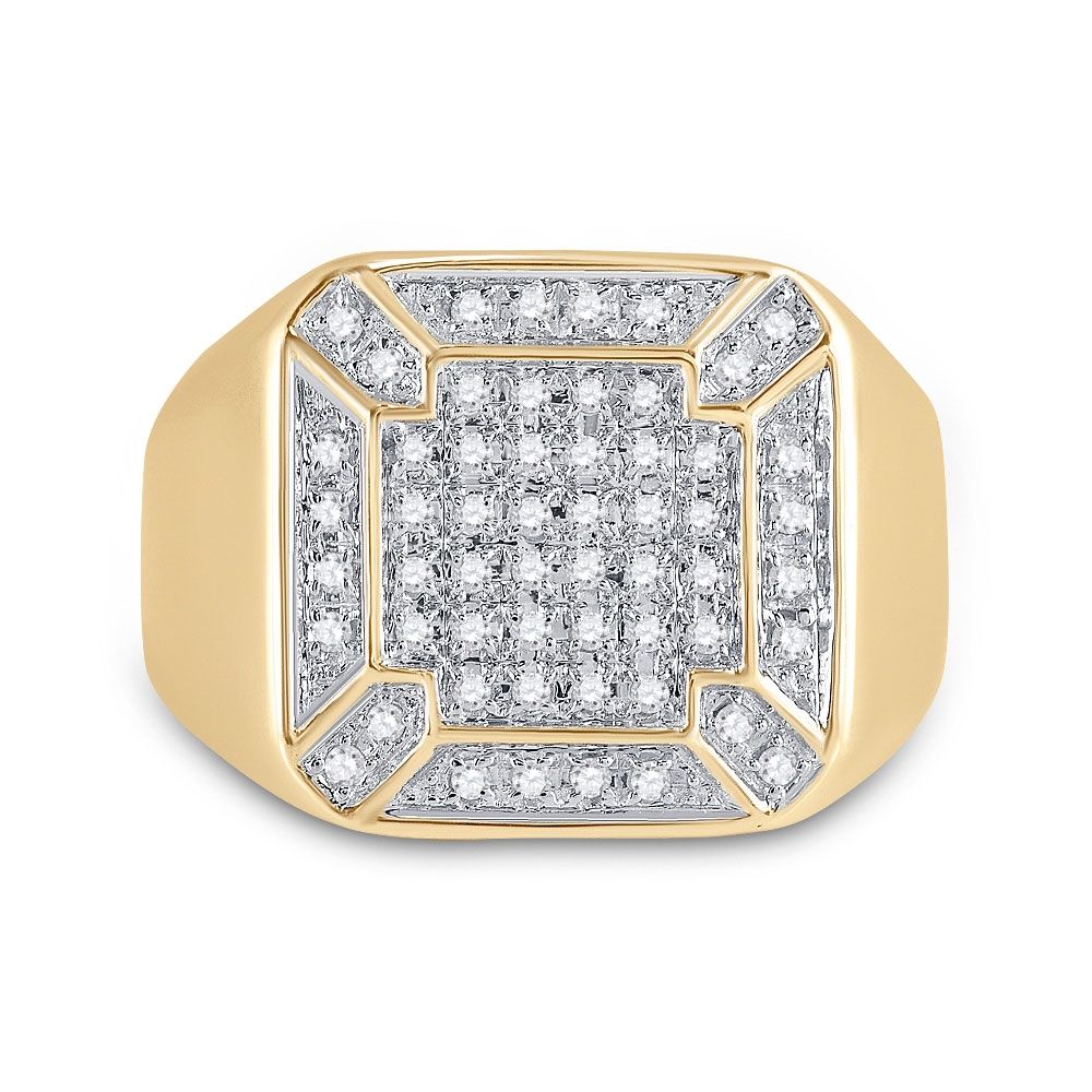 10k Gold 1/3 ct Diamond Square Cluster Ring