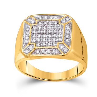 10k Gold 1/3 ct Diamond Square Cluster Ring