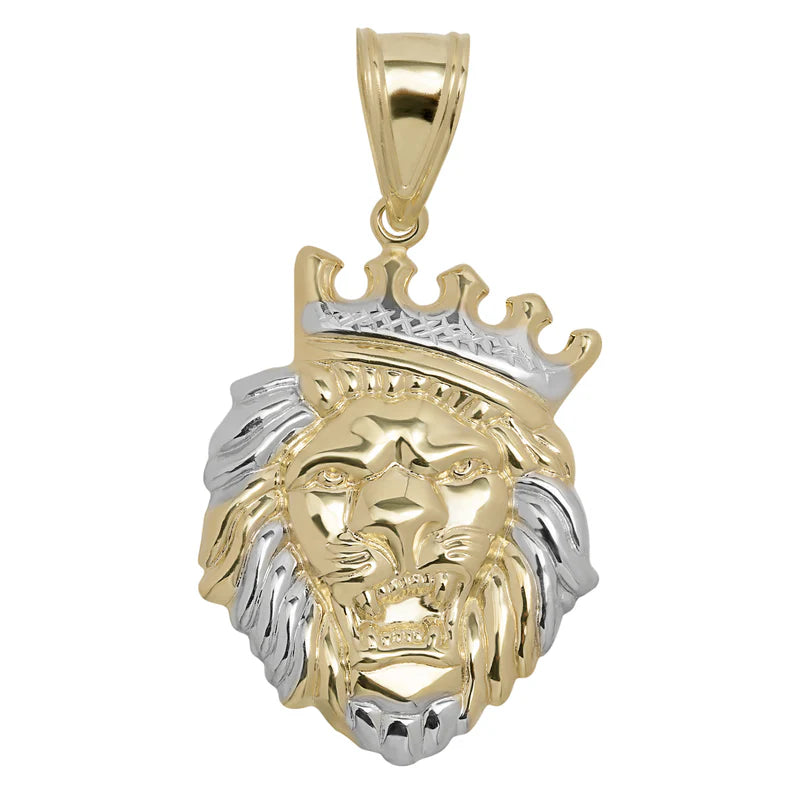 10k Gold Diamond-Cut Roaring Lion Pendant