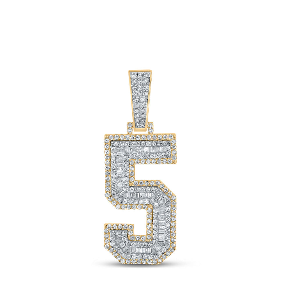 10k Gold 1.5 ct Baguette Diamond Number Pendant