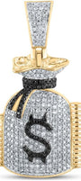 10k Gold 1 ct Diamond Money Bag Stacks Pendant