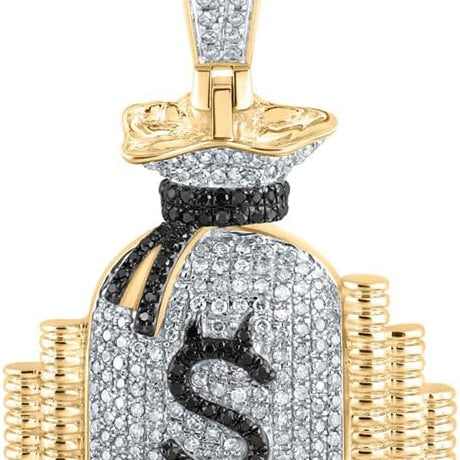 10k Gold 1 ct Diamond Money Bag Stacks Pendant