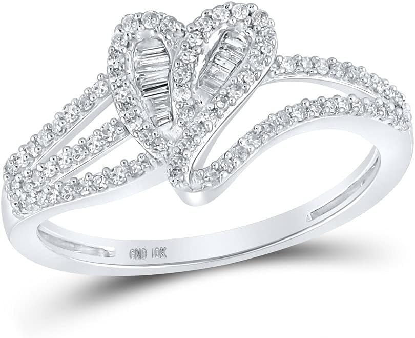 10k Gold 1/3 ct Baguette Diamond Heart Ring