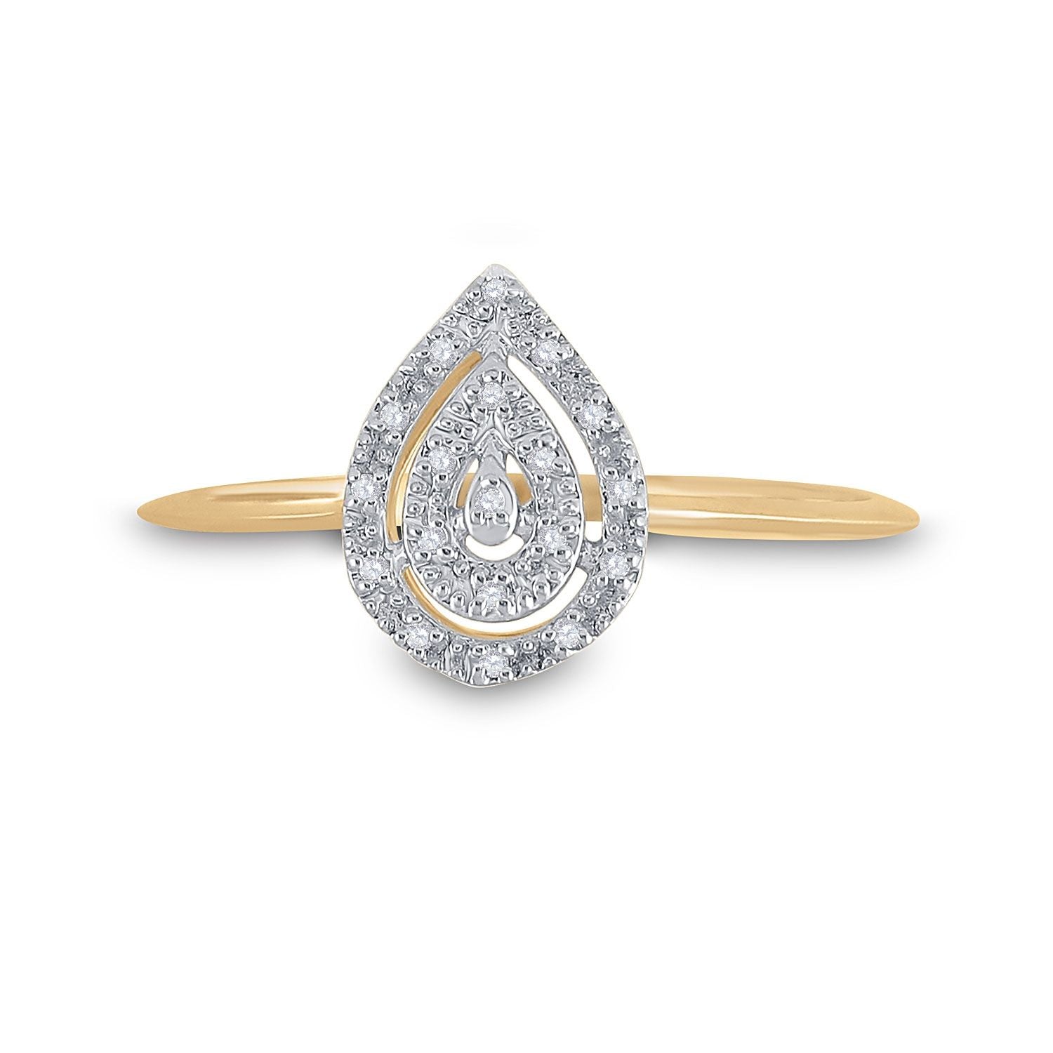 10k Gold 1/20 ct Round Diamond Teardrop Ring