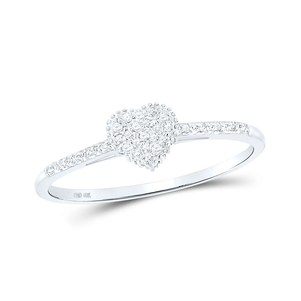 10k White Gold 1/20 ct Diamond Heart Ring